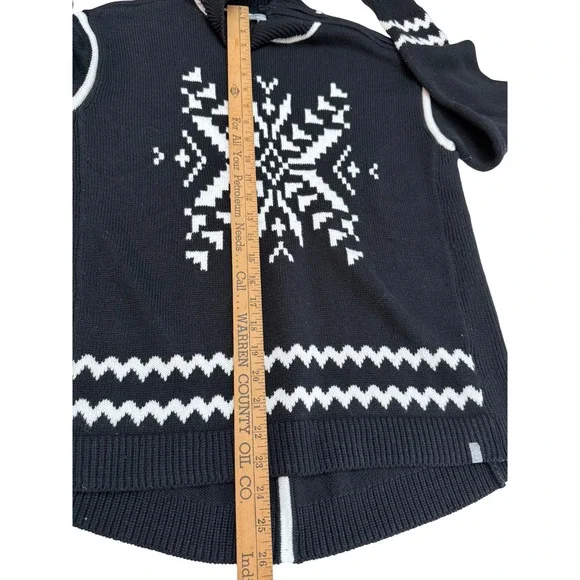 T by Talbots Womens Black Snowflake Fair Isle Mock Neck Zip Sweater Size S - Picture 9 of 14